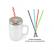 Caneca Mason Jar de Vidro Jateada - 430ml