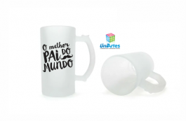 Caneca de Chopp Lisa em Vidro Jateado 475ml VIDRO JATEADO     Qualidade Fotografica