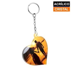 Chaveiro Acrílico Cristal - Coração  5x5cm  COLORIDO- SUBLIMAÇÃO  
