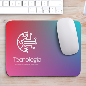 Mouse Pad Personalizado em Neoprene Preto 3mm 436g 175x230mm 4x0 Laminação Jateada Cantos Arredondados 